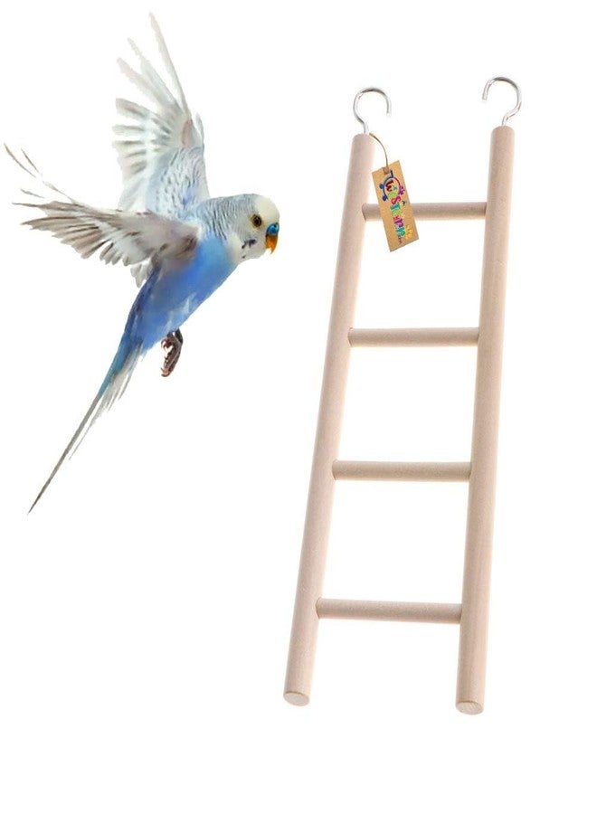 Western Era Bird Fun Natural Wooden Ladder Toy for Training and Exercise, with Hooks to Hang on, Designed for Birds, Parrot, Budgies, and Other Small, Medium Large Bird, 3 Level / 18.5cm - Image 1